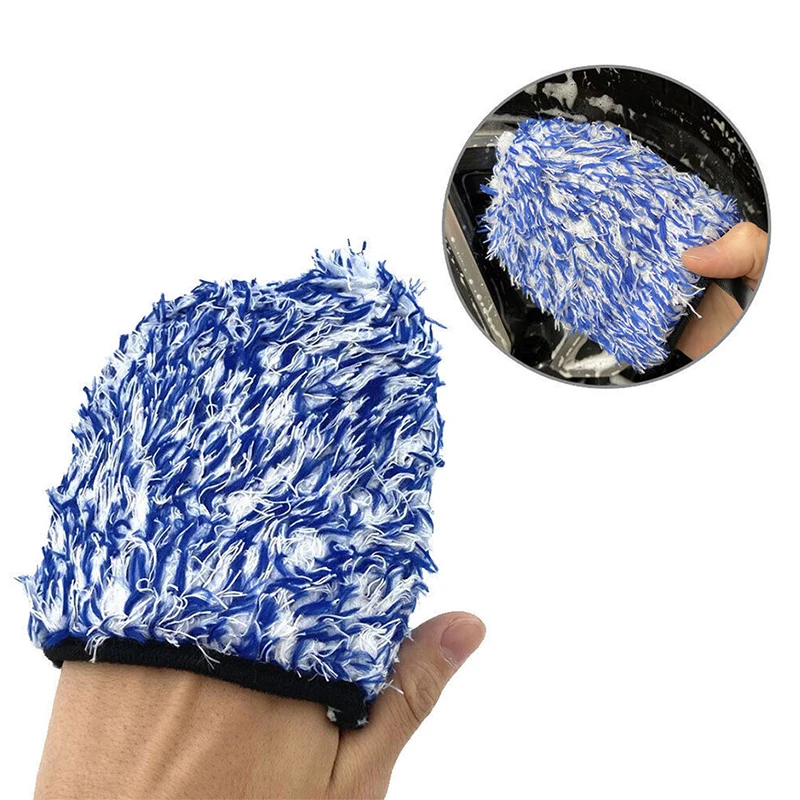 SEAMETAL Microfiber Car Washing Gloves Auto Wheel Hub Rim Cleaning Mitt Ultra-Soft Thickening Wash Glove for Car Detailing Care