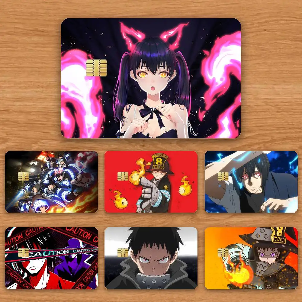 

Fire Force Bank Credit Cards Bus Pass Stickers Cool Decoration Waterproof 4PCS Card