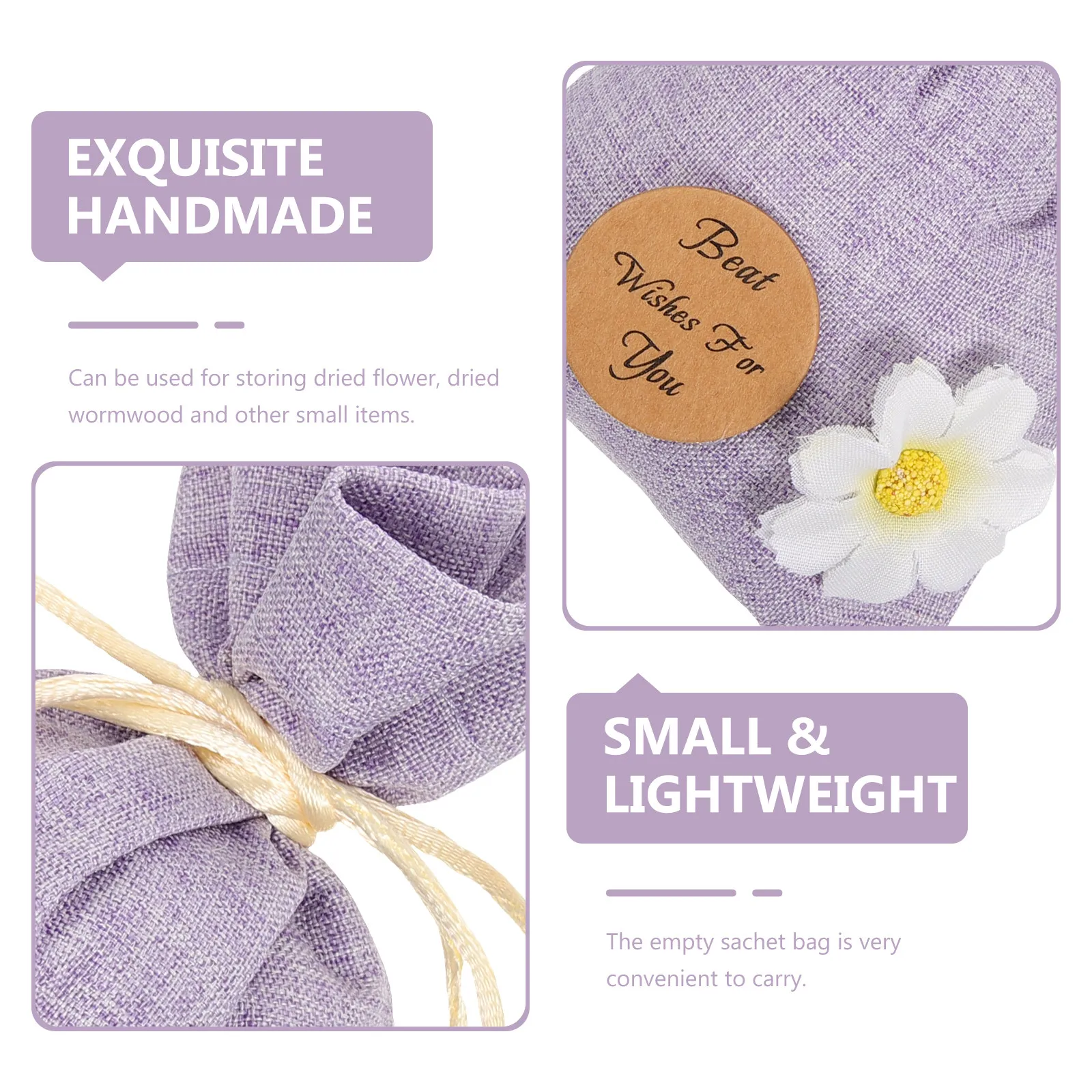 10Pcs Empty Sachet Bags Breathable Wear Resistant Drawstring Portable Fragrance Holder for Dried Flowers Jewelry Gift