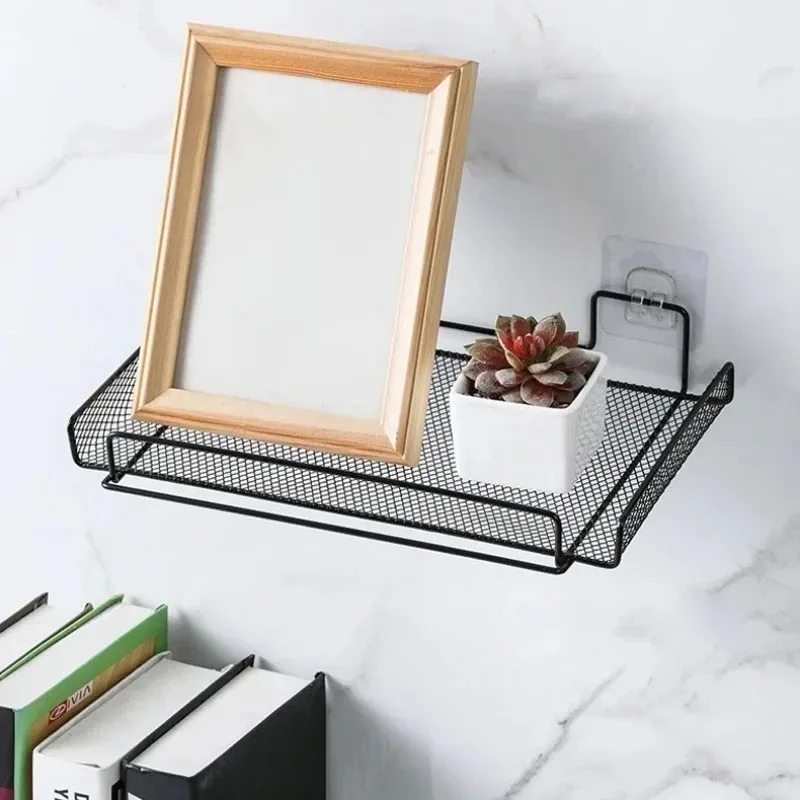 Self-adhesive Shelf Wall-mounted No-drill Storage Box Dish Drying Rack Shelf for Kitchen Spice Wall Router Rack TV Set-top Box