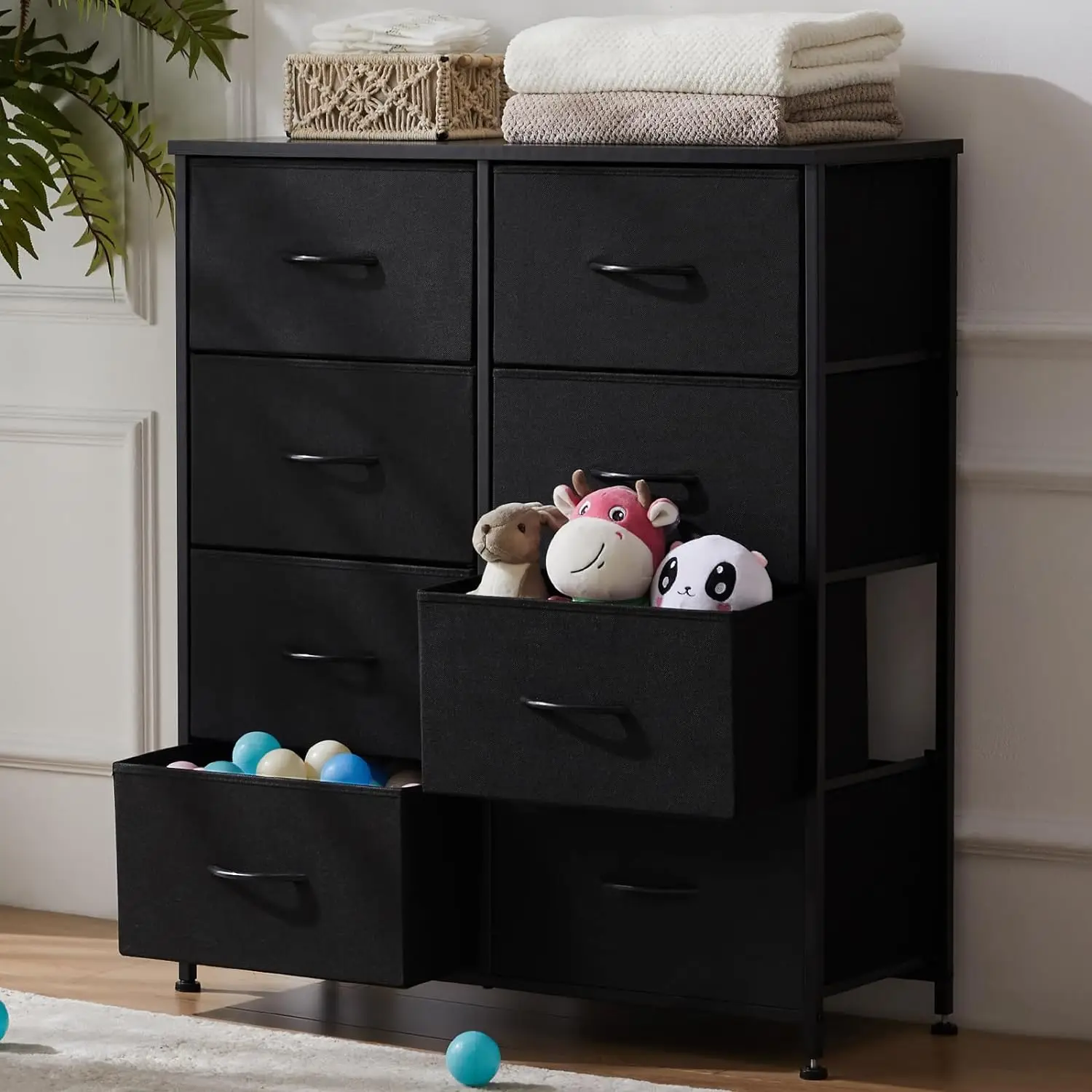 Dresser for Bedroom, Closet Storage with 8 Drawers, Clothes Organizers Tower, Fabric Bins, Furniture