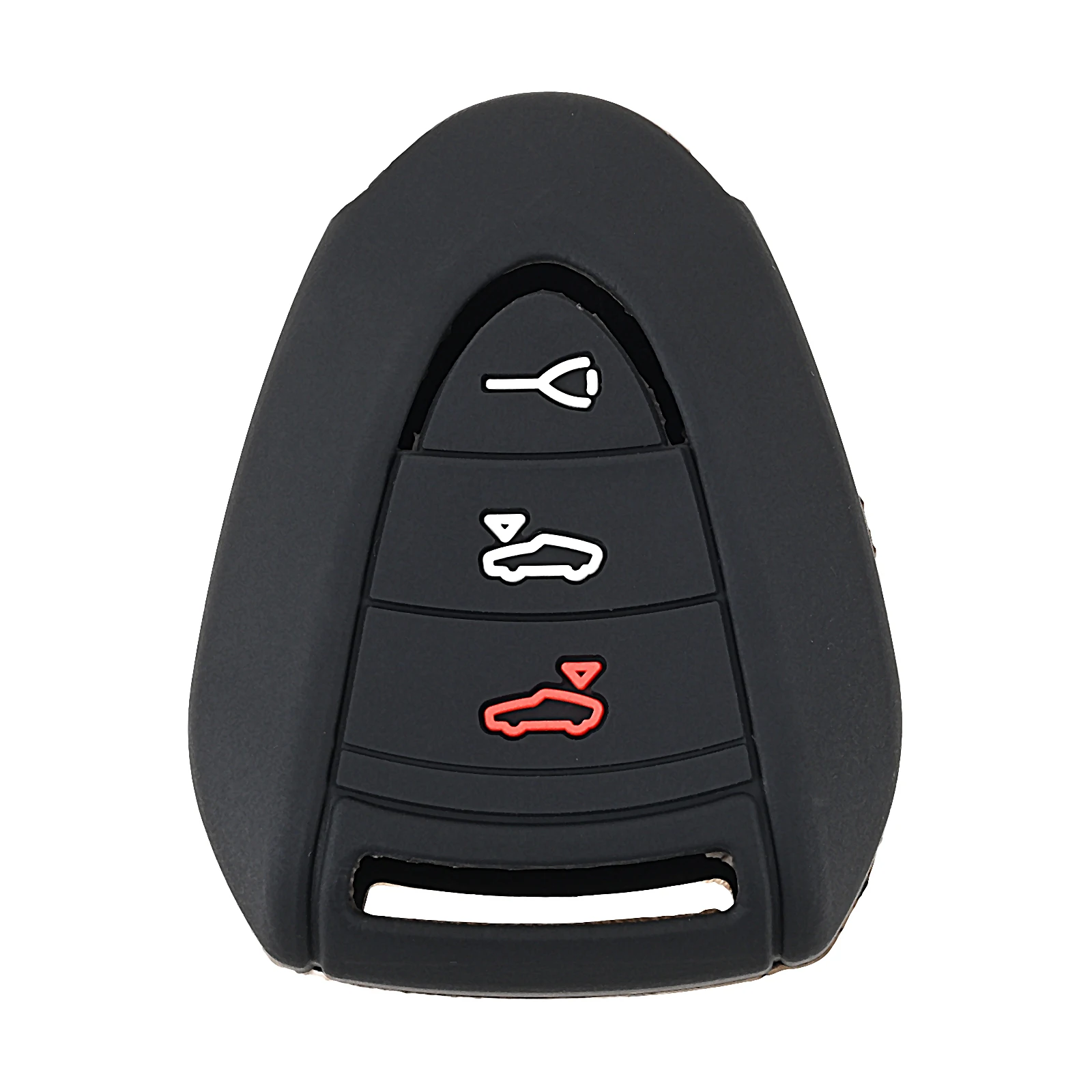 1Pc Black Dot White-Straight 3-Key Silicone Keycase Silicone Rubber Folding Flip Remote Key Fob For Porsche 911 Cayman Car Parts