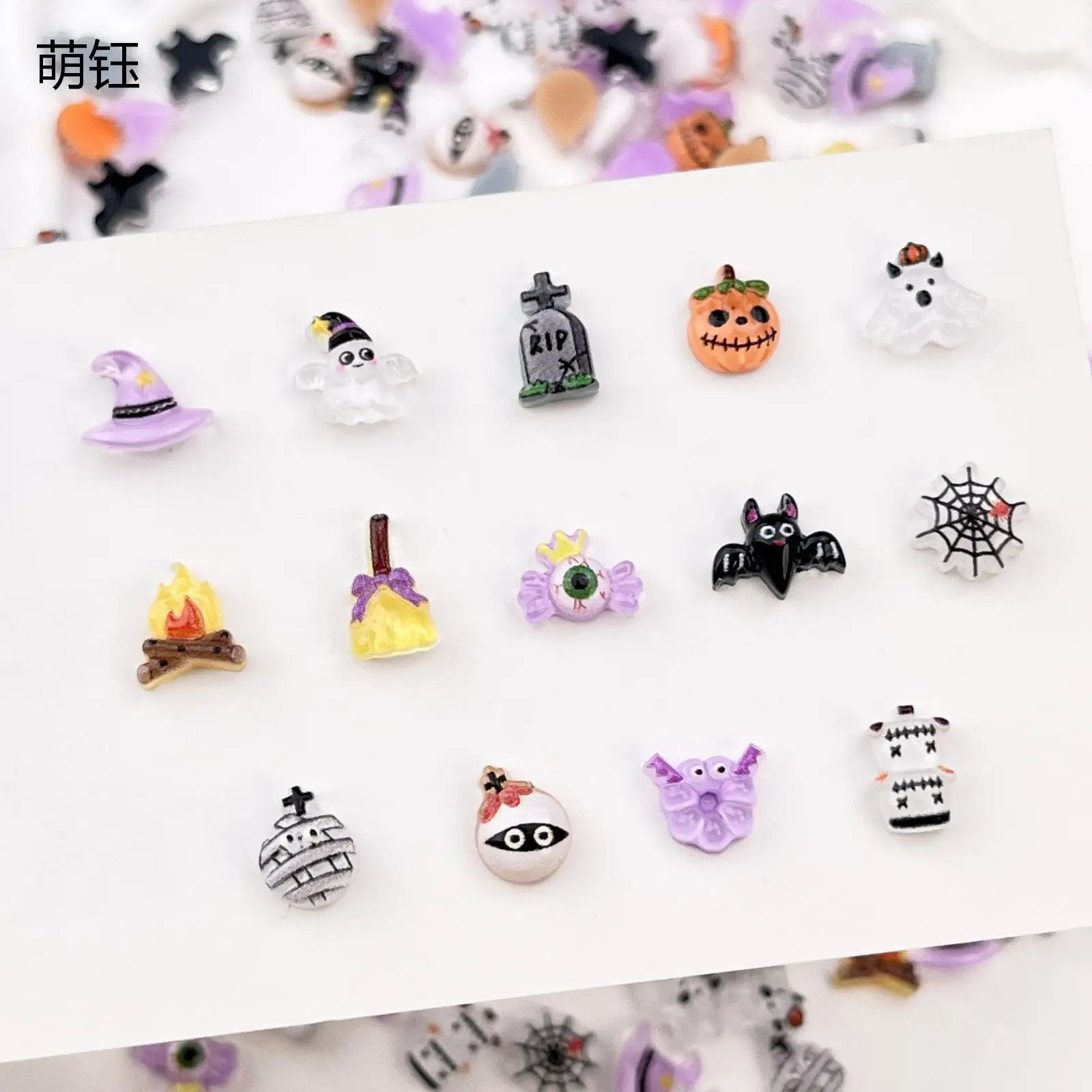 20 pièces série Halloween Nail Art décorations mignon fantôme magique citrouille Mini dessin animé résine ongles breloques bijoux bricolage Nail Art pièces