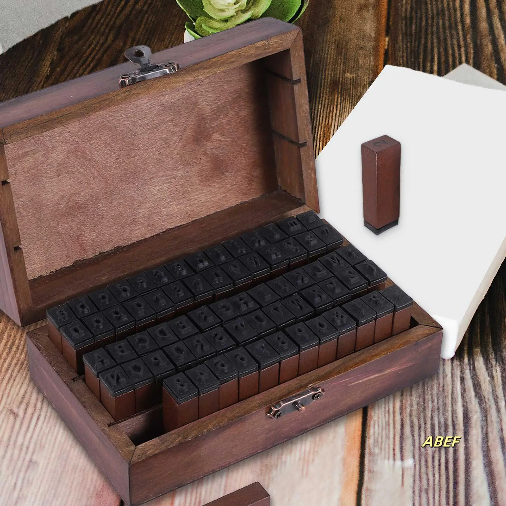 المطاط ختم الأبجدية رقم رمز صندوق خشبي مجموعة طباعة نمط الخشب رسالة 70 قطعة