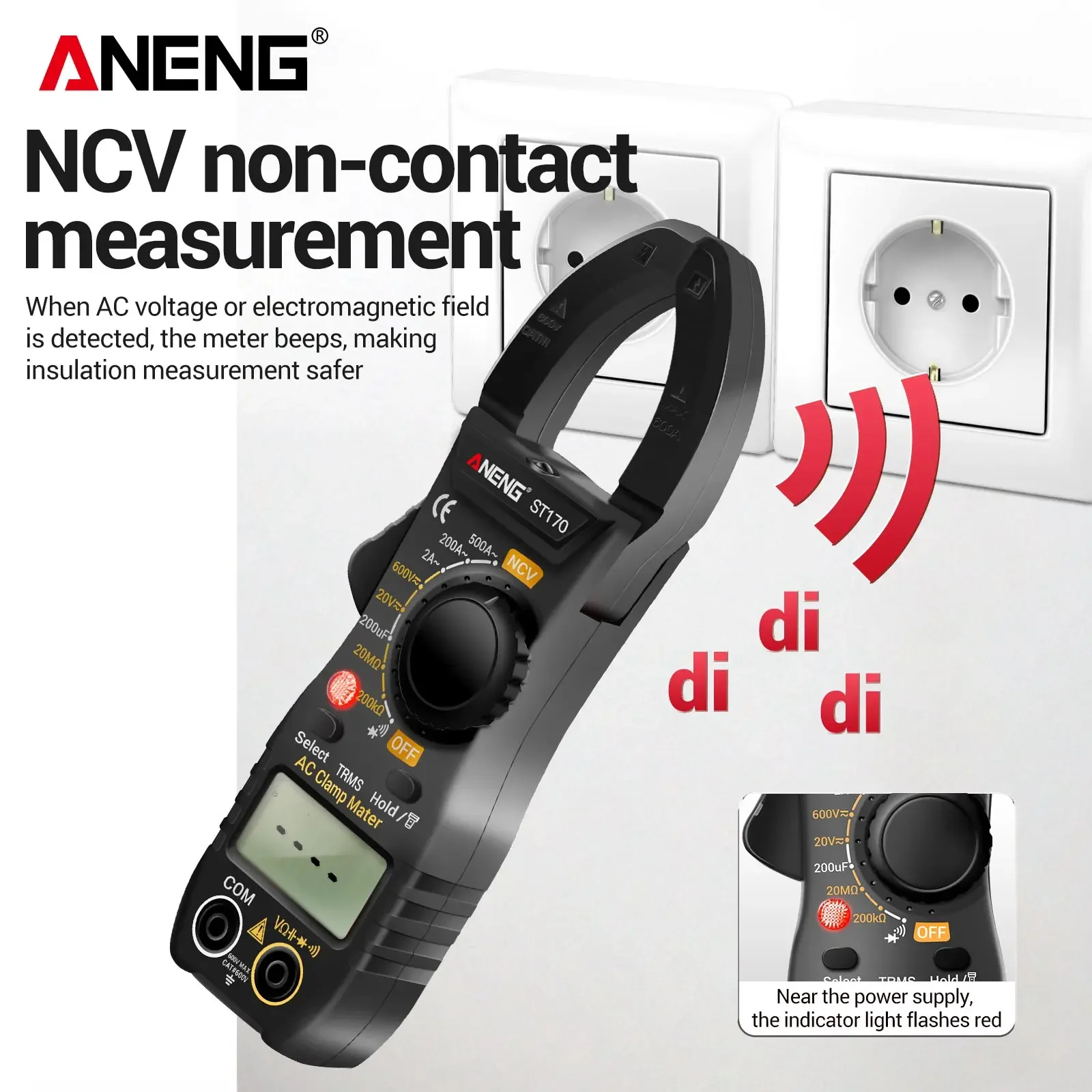 ANENG ST170 High-Precision Clamp Meter + B20 Non-Contact Electric Pen Set AC/DC Current Voltage Neutral Wire Detection Tool Set