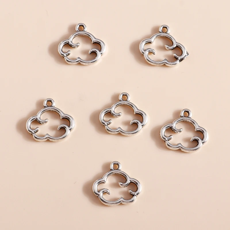 Leslie 30 Stück Charms 13x15mm Antik-Silberfarbene Schwebende Wolken-Anhänger für DIY Handgefertigte Schmuckherstellung Zubehör – Detail 5