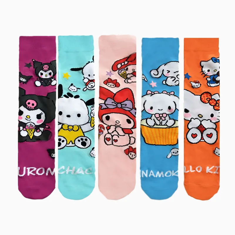 

5pairsforKulomi bandai Hip Hop Street Style Anime Socks Men Women Novelty Funny Casual Crew Socks CuteYoga socks cycling socks