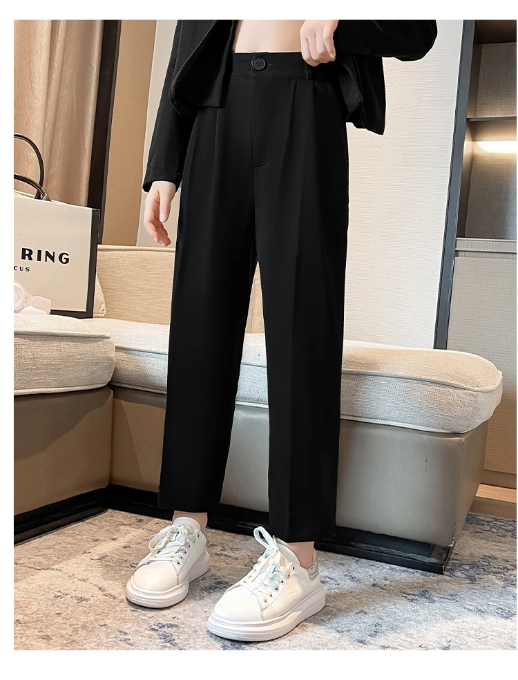 Schwarzer Blazer für Teenager-Mädchen, Cigarette-Hose, Ganzjahres-Bestseller, Hochgeschnittene Lange Hose, Koreanische Kinder-Hochzeitsmode, Formelle Hose – Detail 15