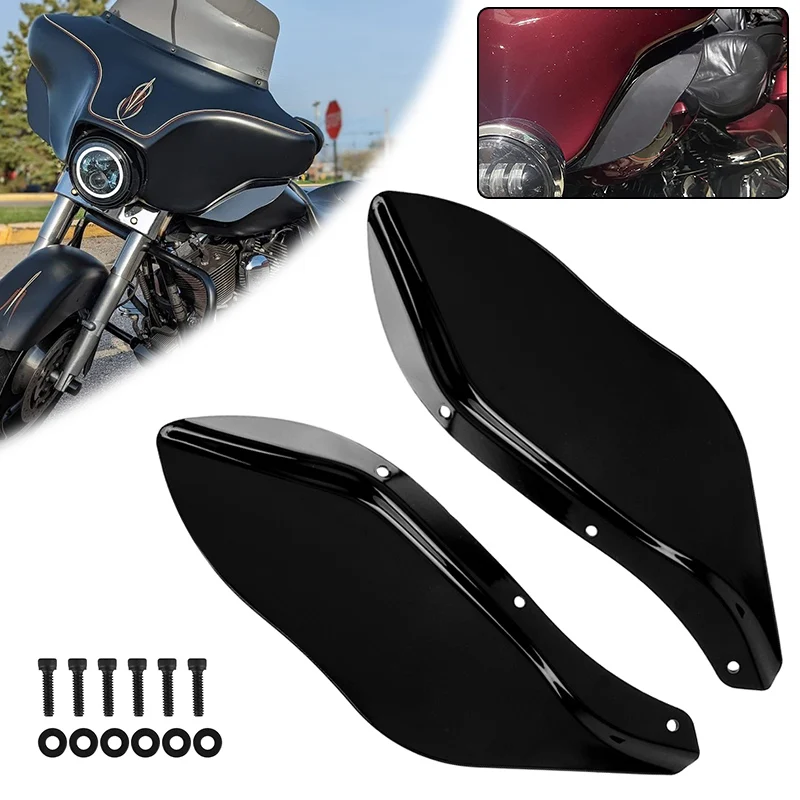 1 Pair Motorcycle ABS Batwing Fairing Black Side Wing Deflector For Harley Touring Electra Glide Street Tri Glide 1996-2013