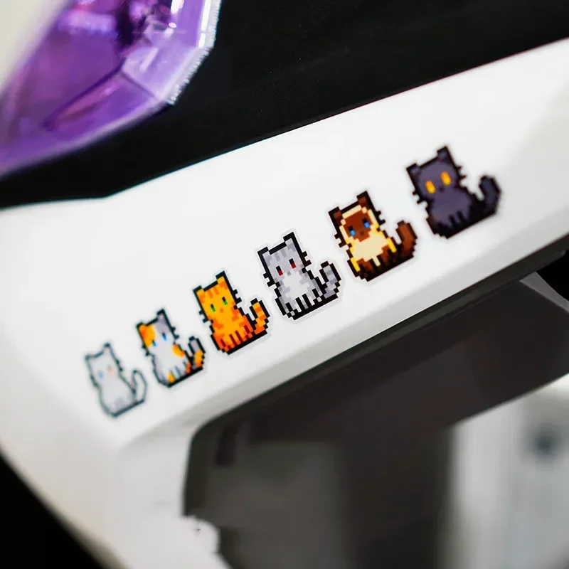 Car Styling Tape Cute Pixel Cat Animal Fun Reflector Reflector Stickers Waterproof for Motor Helmet Fuel Tank Case Decal