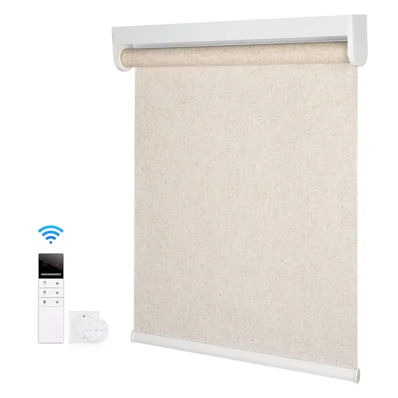 Wholesale Custom Made High-Quality Sunshade Curtains Lithium-Ion Battery Powered Fabric Motorized Roller Blinds