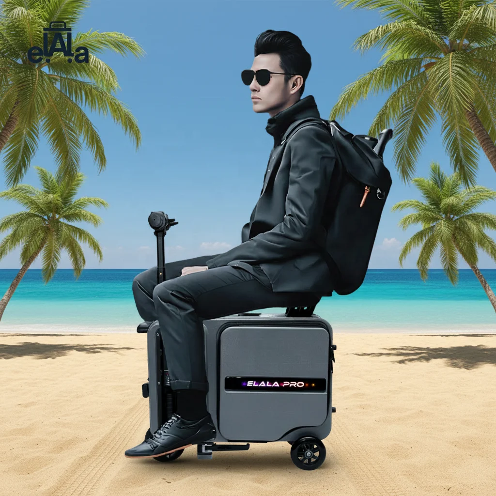 ELALA Bestselling 32L Fashionable Electric Luggage Two-person Riding Smart Luggage Scooter With Storage For Family Vacation