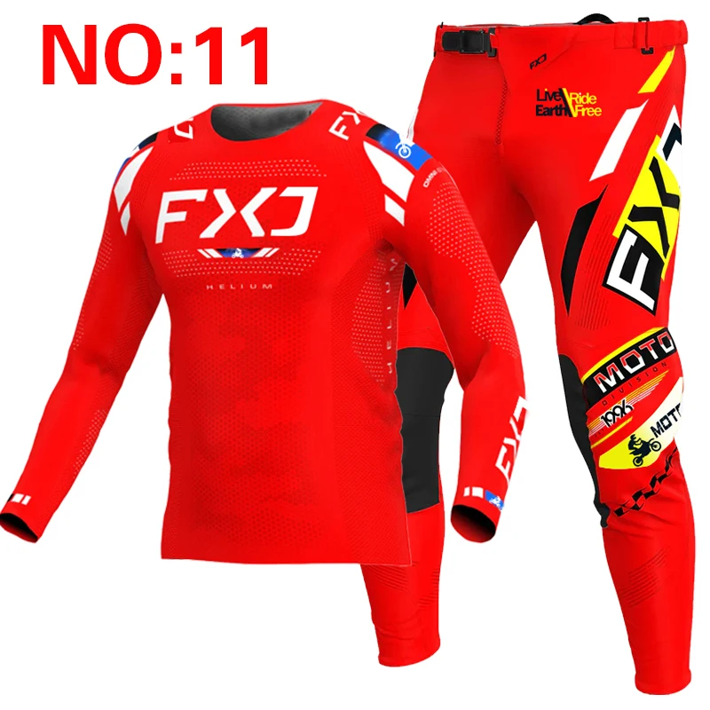 NEUES 2025, FXJ gelbes Enduro-Motocross-Ausrüstungsset, MX-Jersey-Hose, grüne Motorradbekleidung, MTB-Carracing-Anzug, Offroad-Ausrüstung 3