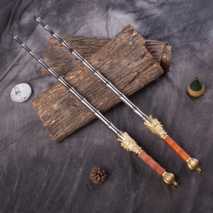 

Solid Stainless Steel Bamboo Joint Double Whips Collection, China Cold Weapon, High-grade Standard, Martial Arts Practice