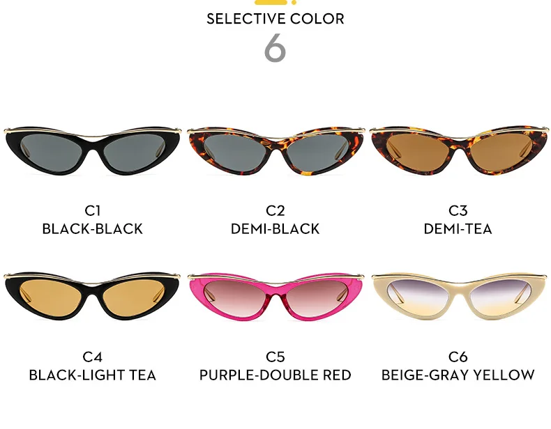 Mode Kleine Cat Eye Sonnenbrille Frauen 2025, Luxus Marke Punk Metall Rahmen Sonnenbrille Vintage Sexy UV400 Reisen Brillen 310404 – Detail 3