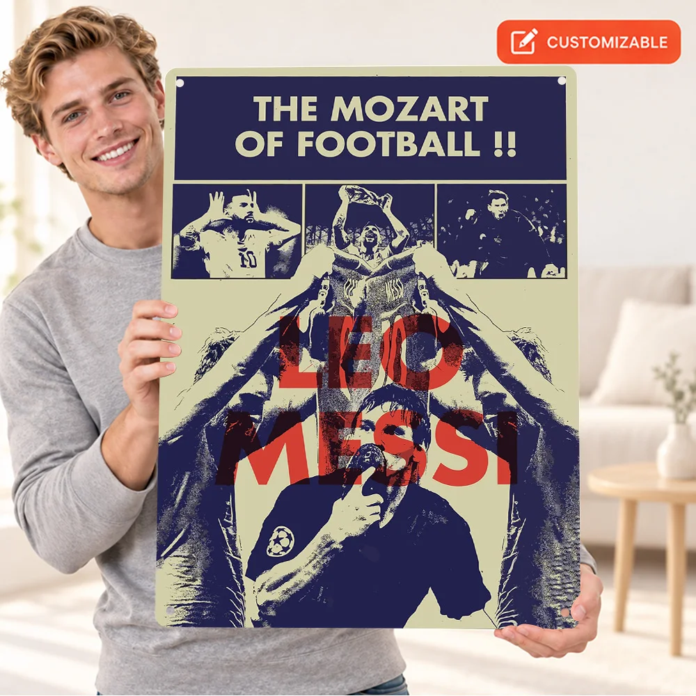 Lionel Messi Football Player Textured Metal Poster Customized Aluminum Sign Colorful Graphic Design Wall Art For Home Office