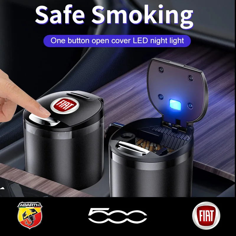 New multifunctional car ashtray with LED light one touch open lid cigar cup suitable for Fiat Ducato 500 500L Panda Grande