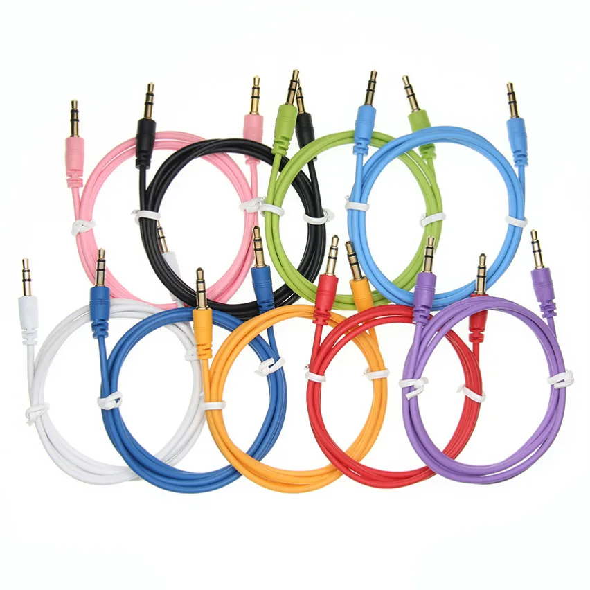 100pcs/lot Wholesale Jack 3.5mm Aux Cable Stereo Audio Jack Video Cable Cord for Auto Mobile Phone Car Aux Kabel Male To Male