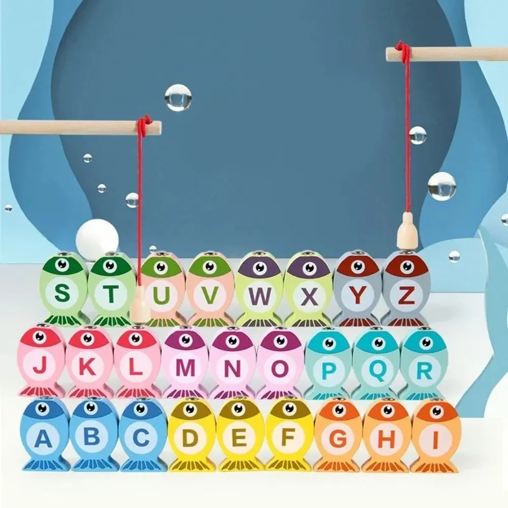 바다 낚시 자석 낚시 놀이 세트 피규어, 알파벳 인식 물고기 게임, 재미있는 자석 낚시 장난감