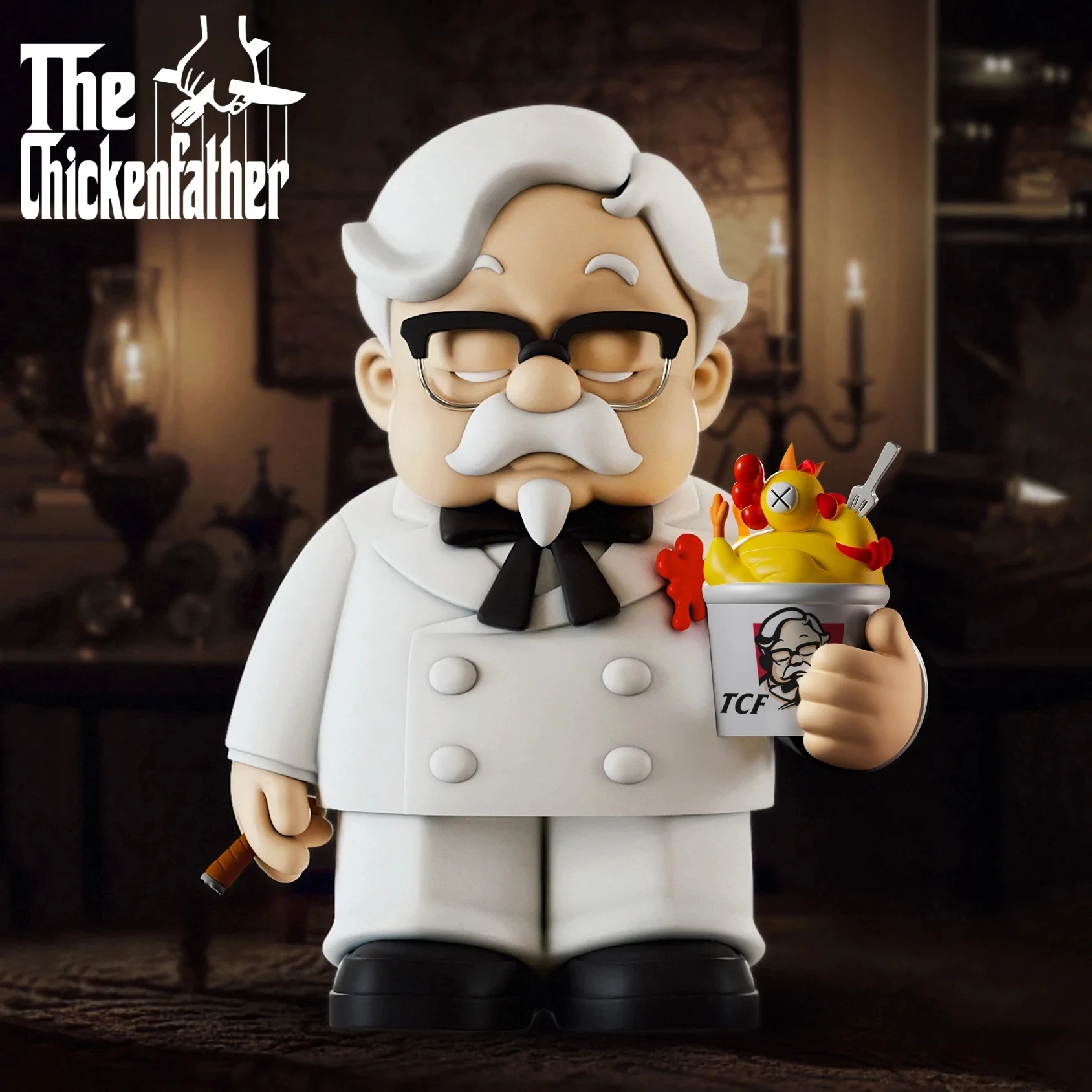 10 см/3,94 дюйма фигурка куриного отца, жареная курица, крестный отец, ПВХ модель, статуя, коллекция украшений, игрушки, подарок на день рождения