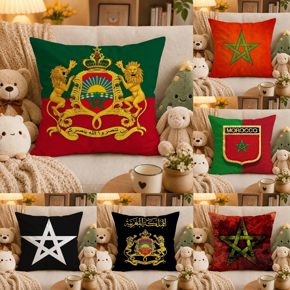Nation Morocco Banner Pillow Case Plush Pillow Cases Home Decoration Pillow Cover for Sofa Bed Chair Living Room