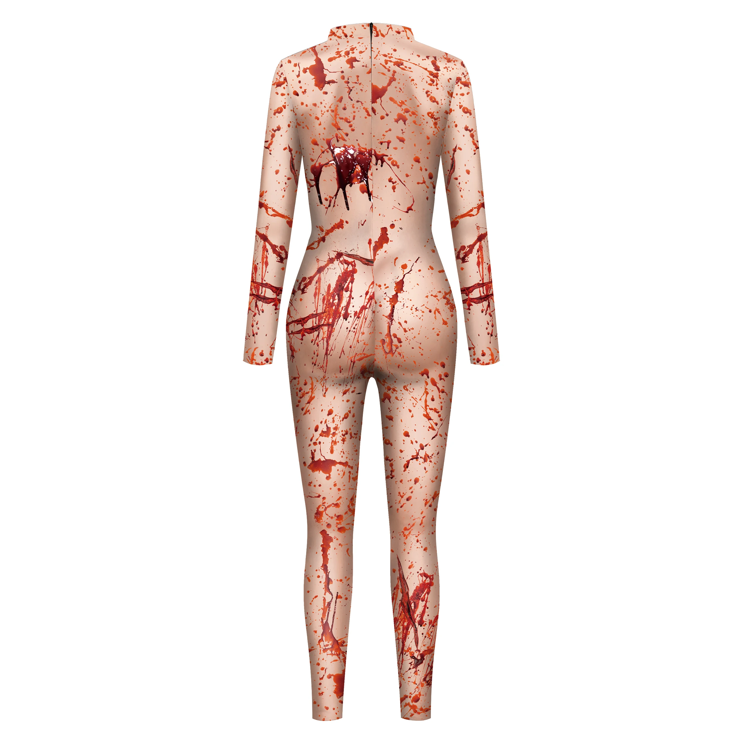 VIP FASHION Carnival Purim Costume Blood Print body donna Sexy Zentai Suit Funny Holiday Party Clothes Back Zipper Outfit