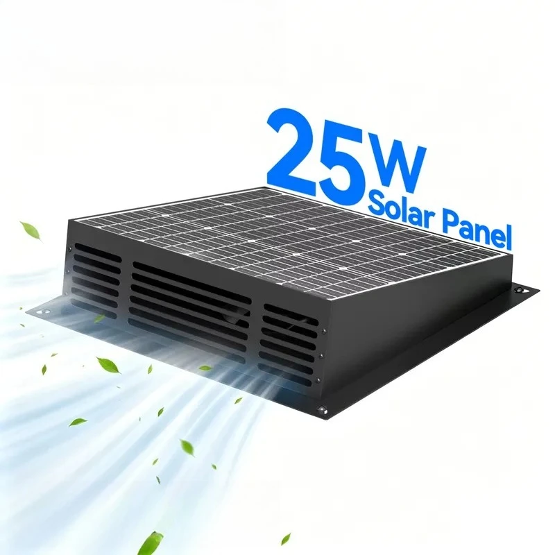 Solar Exhaust Fan 8 Inch Roof Mount 25W  Ventilation for Attic Chicken Coop Kitchen with Sun Hood