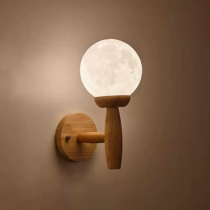 

Японский деревянный 3D-светильник в форме Луны для спальни, прикроватный настенный светильник, настенные светильники для гостиной, коридора, прохода, внутреннее освещение с выключателем-тумблером