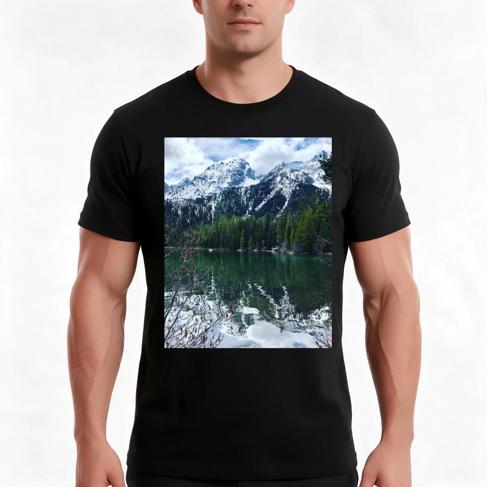 Grand Teton Landscape T-Shirt, Summer Casual Cotton Tee, Oversized Streetwear Tops, Vintage Graphic Print, Unisex Men Women