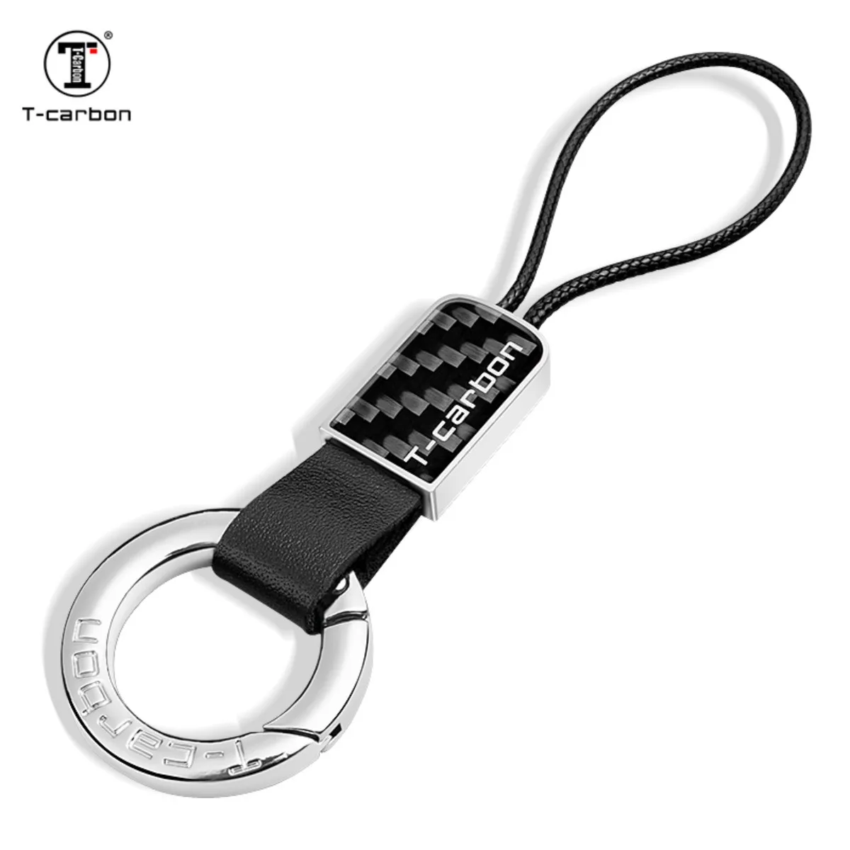 Carbon Fiber Leather Car Keychain T-carbon General Keychain Accessories