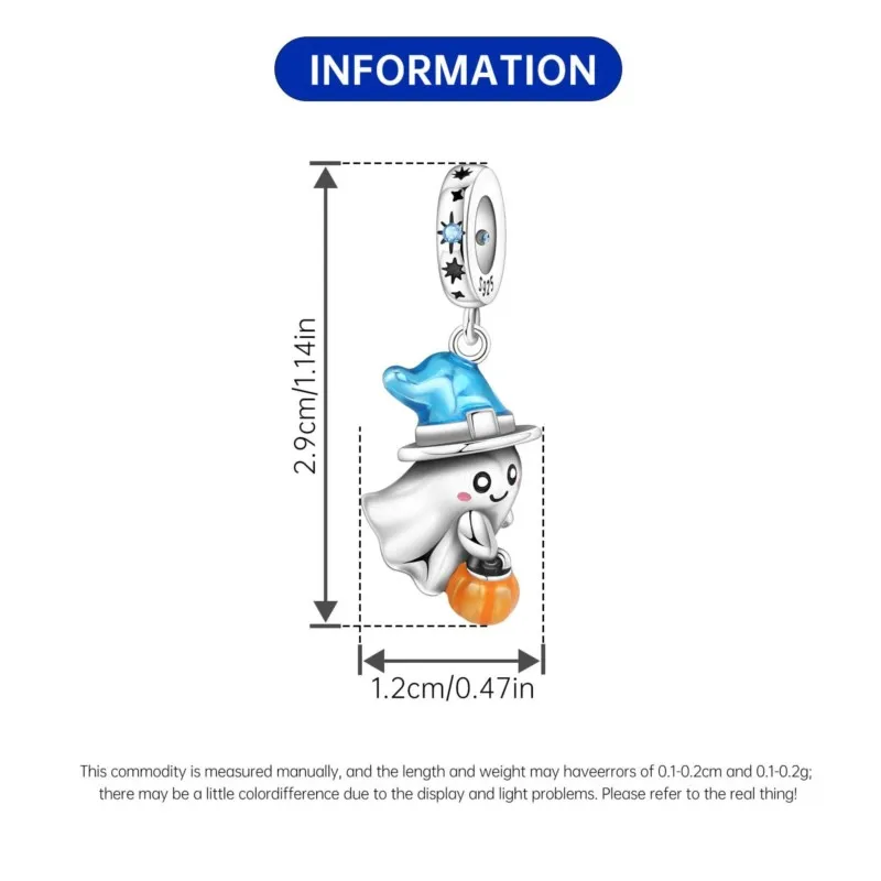 MISEFF 925 فضة جميع القديسين يوم اليقطين شبح الخرز قلادة جالبة للحظ الأصلي خرز سوار لتقوم بها بنفسك مجوهرات النساء هدايا #5