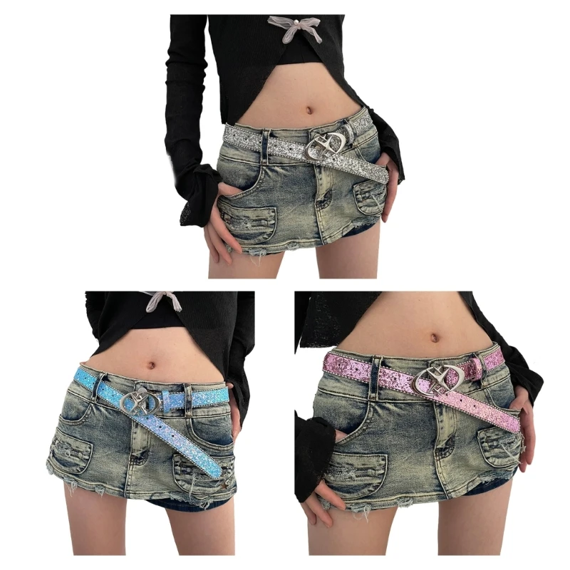 

Shinning Adjustable Buckle Belt Woman Man Teens Locomotive Belt for Jeans Skirt Dropship