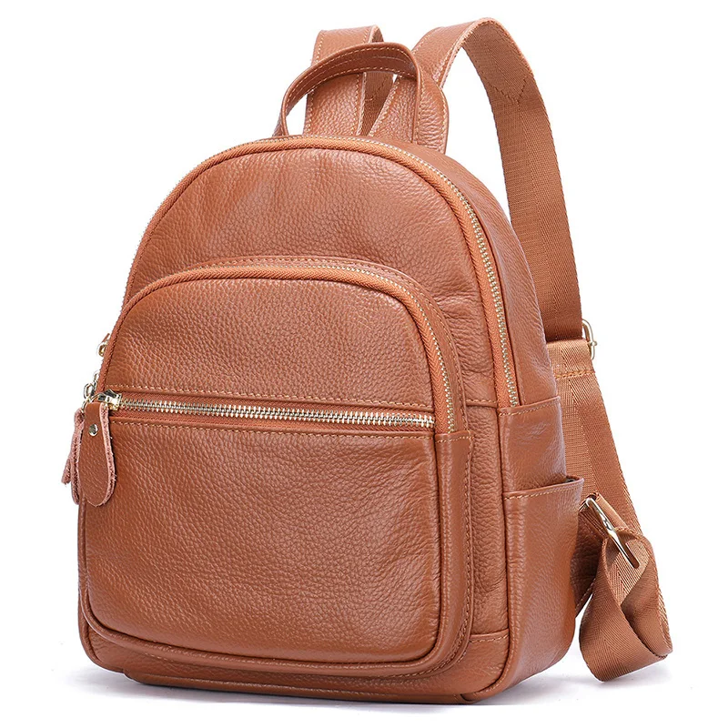 New Small Women Backpacks Genuine Leather Travelling Outdoor Backpack Natural Cowhide Commute Daypack Female Campus School Bag