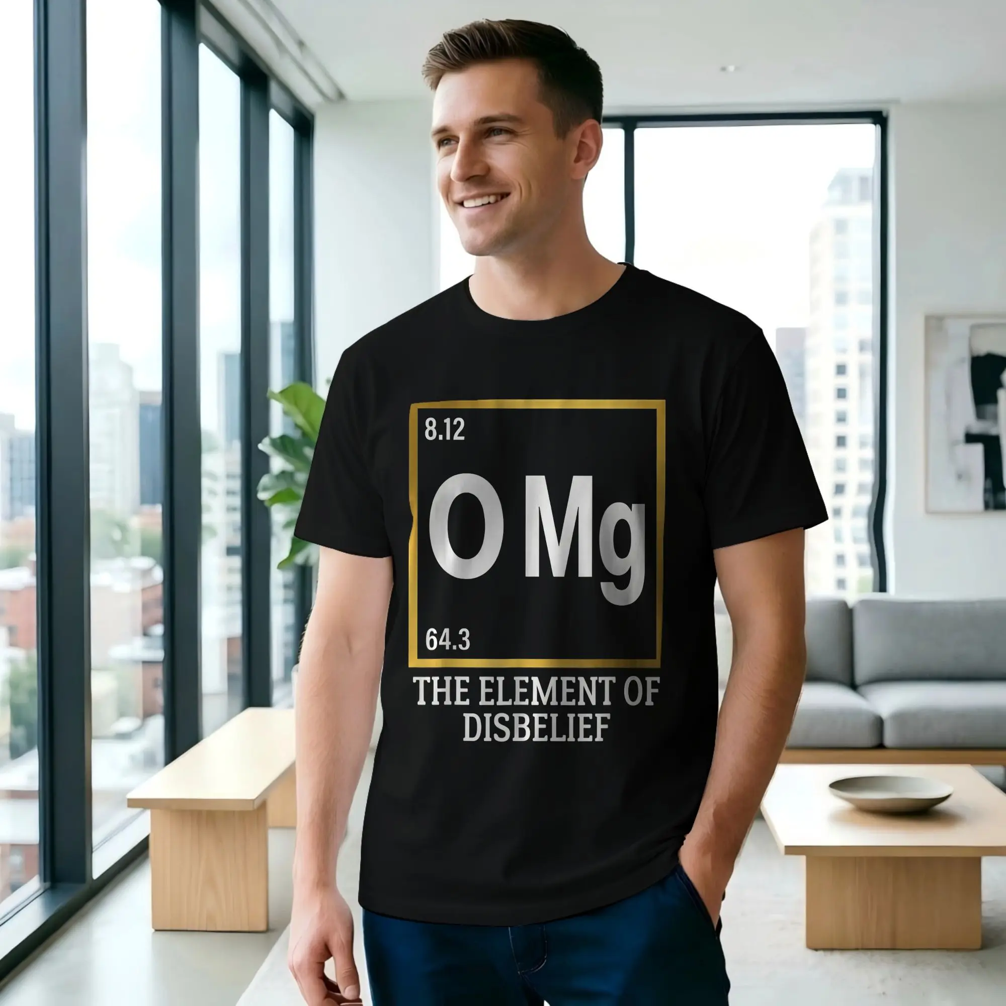 Chemistry Science Men T Shirt Periodic Table Novelty Tees Short Sleeve Crew Neck Cotton Party Clothes T-Shirt