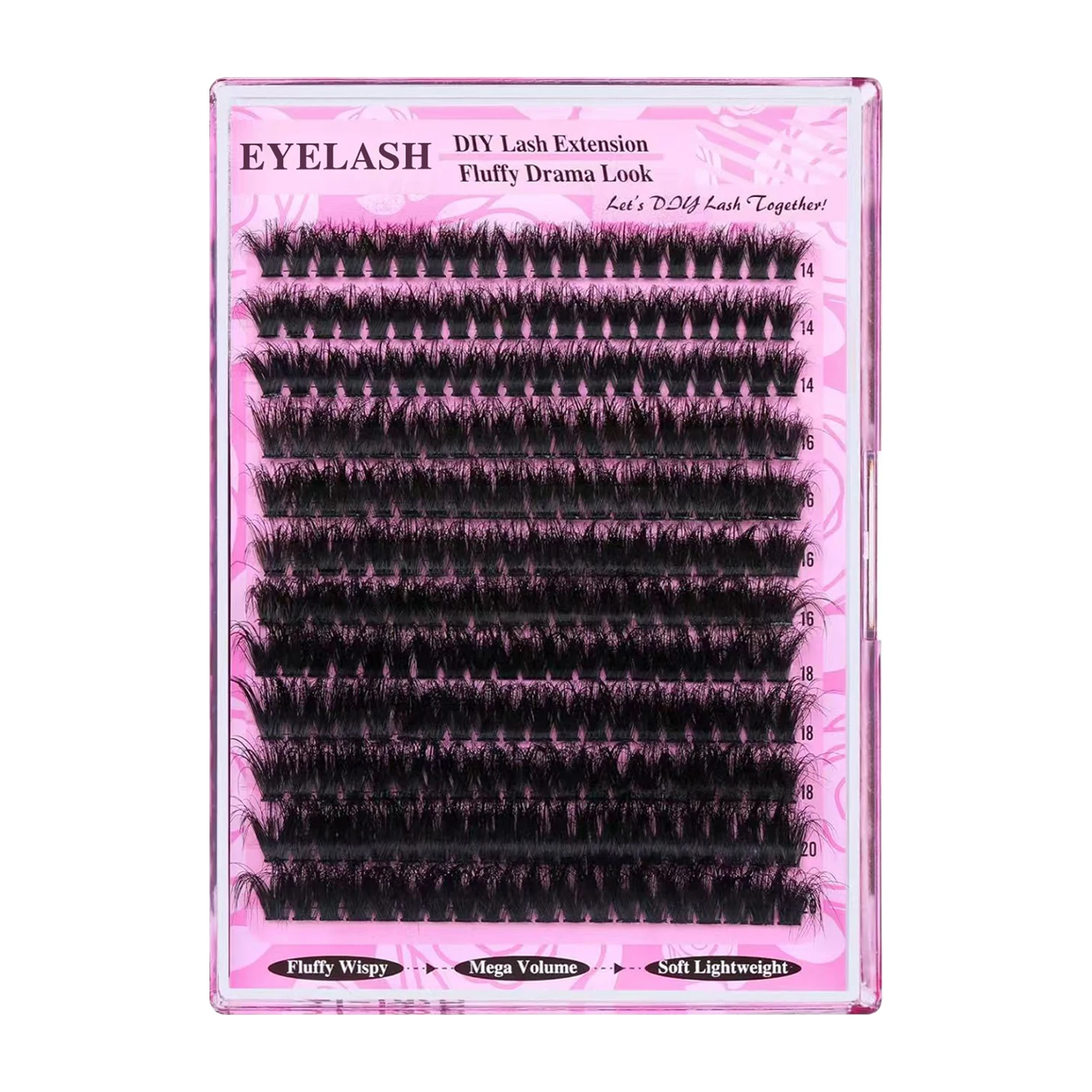 14-20mm extensions de cils en grappe moelleuse naturel noir mat faux cils professionnels 200D bricolage manga cils fournitures maquillage