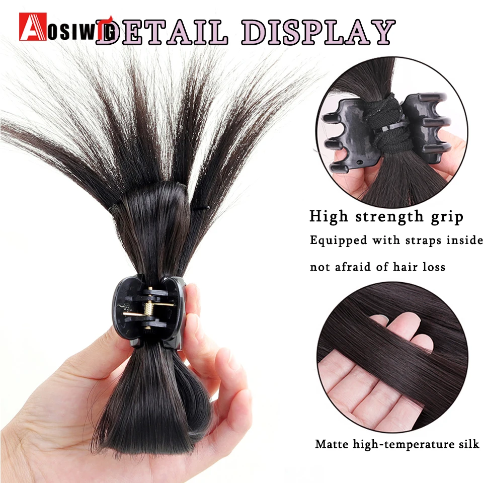 Włosy syntetyczne Shuttlecock Bun Straight Scrunchie Claw Clip In Hairpiece Przedłużanie włosów Naturalne sztuczne akcesoria do włosów dla kobiet