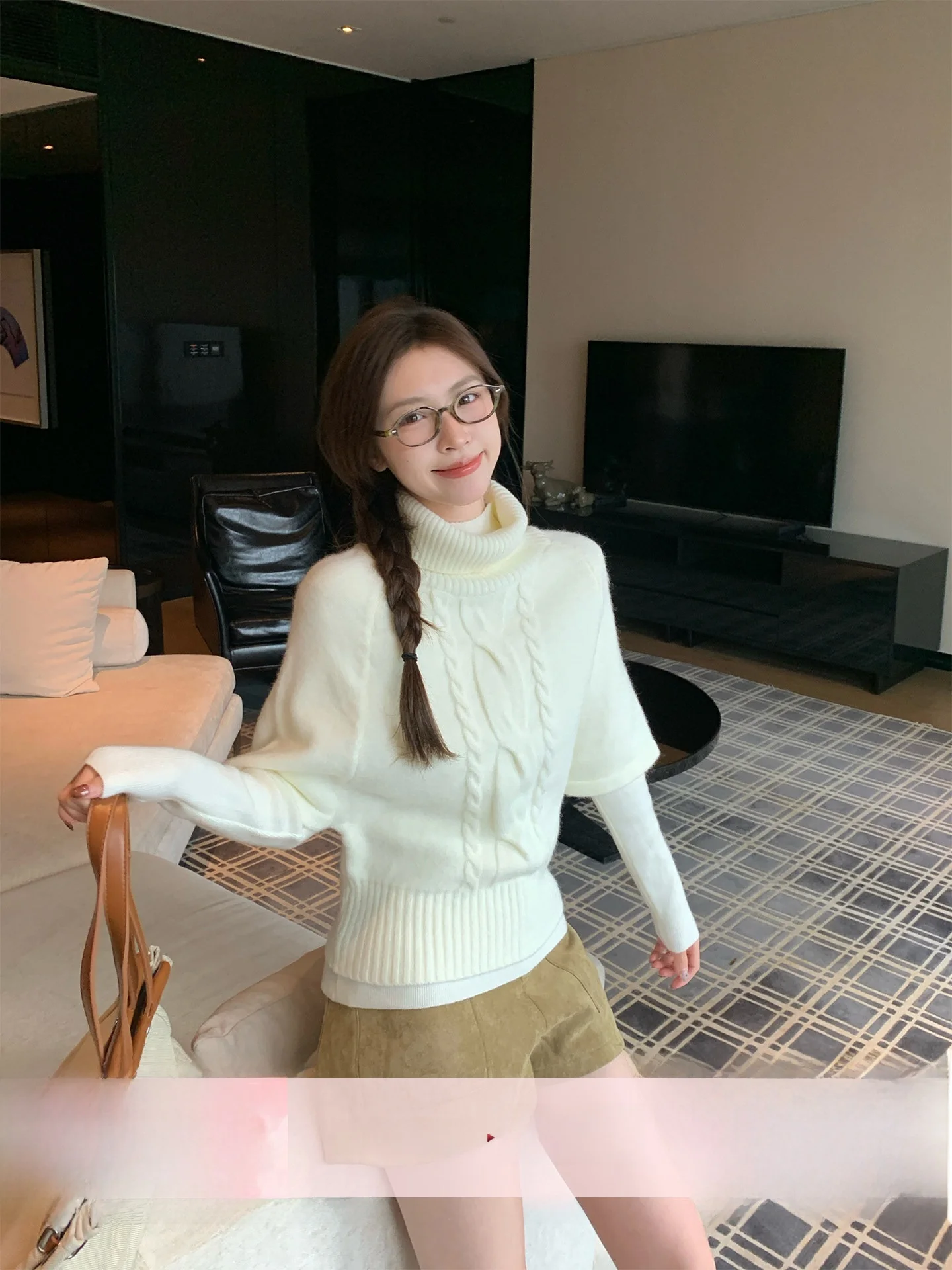 

Morning Bloom Women's High Ne Knitted Sweater Set Two-Piece Set Autumn Winter Slimming Twist Wear Layering Korean Sle Sof...