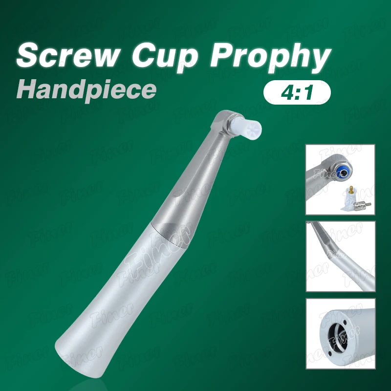 Dental 4:1 Prophy Handpiece Prophy Contra Angle Low Speed Handpiece for Dental Prophylaxis Screw-in Cup Prophy Brush