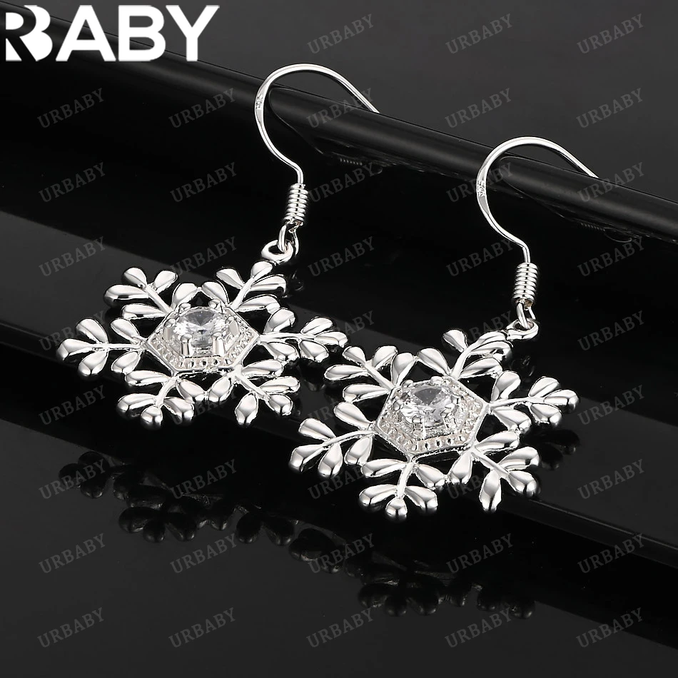 

URBABY 925 Sterling Silver Earrings Snowflake Drop Earrings For Women Jewelry Fashion Party and Daily Wear