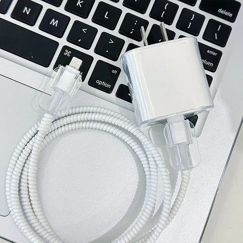 Transparent Cable Charger Protective Case for iPhone 18W 20W Fast Charging Cable Data Anti-break Charger Protective Rope