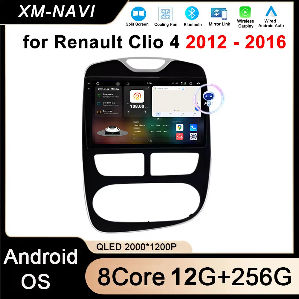 10''  Carplay for Renault Clio 4 2012 - 2016 Car Radio Multimedia Video Player Android Auto 4G + WIFI GPS Navigation DSP Stereo