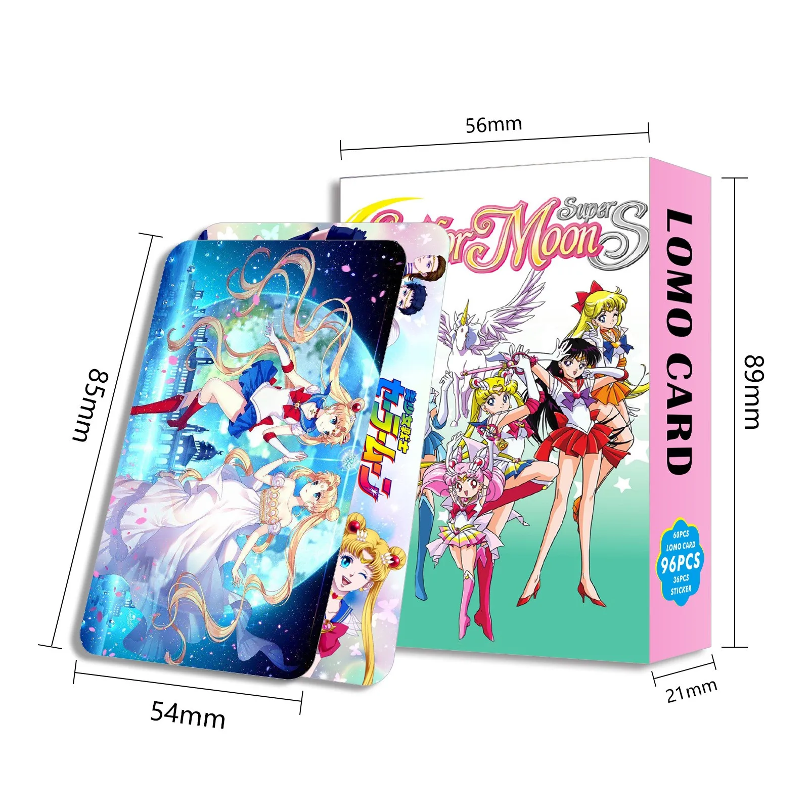 Seemann Mond Lomo Karten japanische Anime 1Pack/96 stücke Kartenspiele mit Aufklebern Postkarte Box Nachricht Foto Geschenk Spielzeug Fan Sammlung