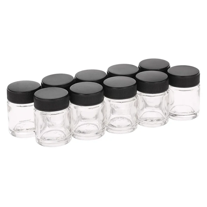 Nail Art Airbrush Tank Glass Bottle, 22cc Airbrush Paint Cosmetic Bottle Jar, Airbrush Tool Accessories Paint Cup 10 Pcs-A09I