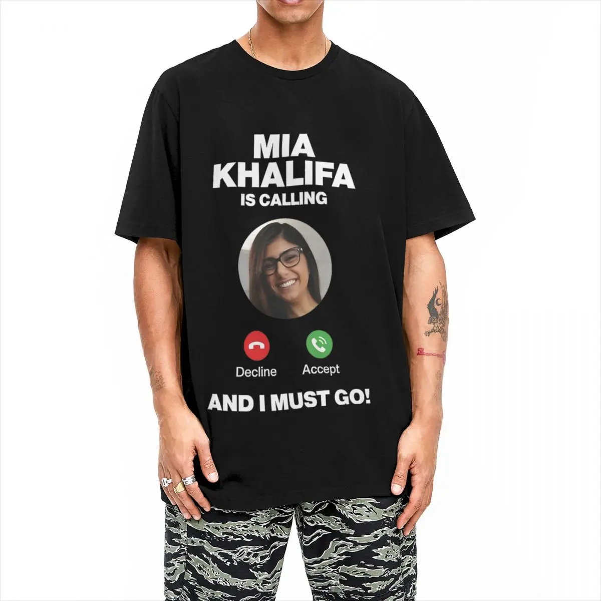 Mia Khalifa Call You Tshirts For Men Women Cotton Clothing Funny Crewneck Short Sleeve