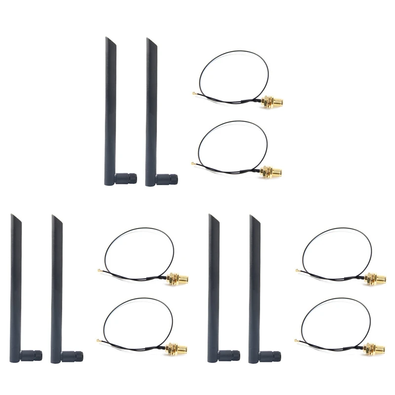 

6X Dual Band 6Dbi Wireless Wifi Antenna RP-SMA+MHF4 Pigtail Cable For AX200 AC9260 NGFF M.2 Wireless Card