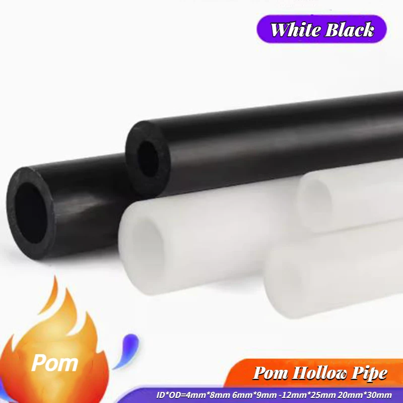 1Pcs White Black Pom Hollow Pipe Polyformaldehyde Pipe Insulation Hard Plastic Pipe Fittings Processing ID*OD=4mm*8mm-20mm*30mm