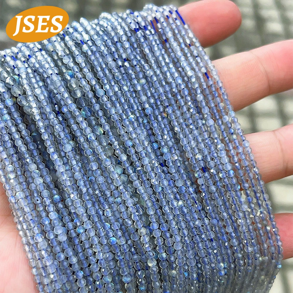 

[2 strands/set] Natural Labradorite Beads Faceted 2.5mm 3.5mm Loose Space Stone Bead For Jewelry Making DIY Bracelet 15'' Charms