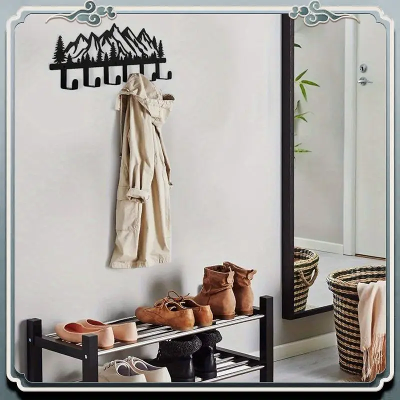 AC76-مجموعة خطافات جدارية معدنية من المدى الجبلي-مقاومة للصدأ على الطراز المعاصر شماعات ملابس حاملات مفاتيح رفوف المناشف #3