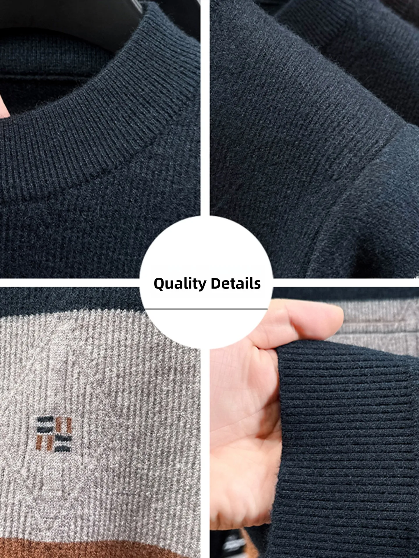 

Мужской высококачественный вязаный шерстяной свитер, повседневный деловой базовый свитер, осенне-зимний новый трикотаж с вышивкой