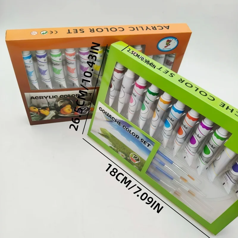 12 Colors 12ml Acrylic Paint Set with 4 Brushes, Waterproof Art Supplies for Canvas, Wall & Graffiti, DIY Painting Kit